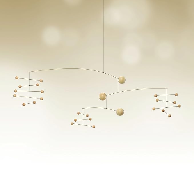 Symphony in 3 Movements Hanging Mobile - 33 Inches - Beech Wood and Steel - Handmade in Denmark by Flensted