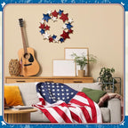 MorningRo Metal Patriotic Wreaths for Front Door 250th Anniversary Red White Blue Star 4th of July Wreaths Independence Day Hanging Vintage Rustic Independence Day Welcome Sign for Porch Wall Home