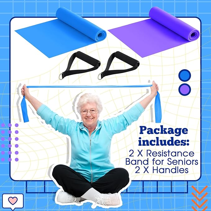 2 Pcs Resistance Band with Handles Chair Exercise Equipment for Seniors Physical Therapy Band Gifts for Elderly Women Rehab, Physical, Grandma, Grandpa