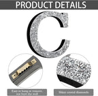 Qunclay 12'' Silver Crystal Diamond Bling Letters Crushed Diamond Decoration Wooden Glitter Letter with Screw and Hooks Rhinestone Gift for Wedding Y2k Mcbling Bedroom Wall Decor (Letter C)