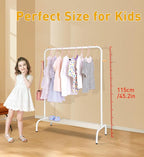 Kids Clothing Rack - Garment Rack with Bottom Storage Shelf for Children, Small Baby, & Toddler, Clothes Organizer, Shirts, Dresser, Hat, Backpack, Bedroom, White