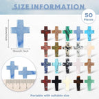 Nuenen 50 Pcs Cross Charm for Women Man Celebration Grad Decor Crystal Pocket Cross Necklace Natural Worry Stone Gift for Jewelry Making Craft Festival Decor (0.71 x 0.98 x 0.24 Inch,Classic)