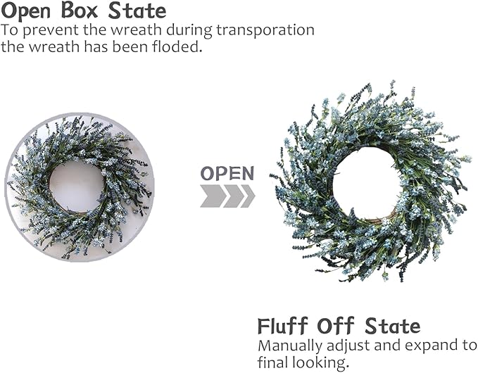 TEMPUS 20 Inch Blue Grains Flower String for Front Doors Wreath, Spring and Summer for Indoor and Outdoor Decor, Rustic and Farmhouse Style Home Blue Wreath