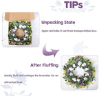 Idyllic 24 Inch Spring Summer Wreath for Front Door - Artificial Blueberry Bunch Wreath with White Purple Flowers Floral Decor for Window Mantel Wedding Indoor Outdoor Home Decoration