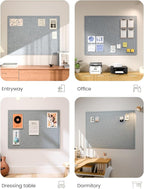 Fluxynara Large Bulletin Board, 47.2" x 35.4" Cork Board Alternative with 24 Safe Removable Adhesive Tabs, Foldable Felt Pin Board for Home Office, Classroom, Bedroom,Entryway for Walls—Blue Gray