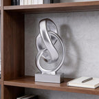 WUBIANJIE Modern Abstract Knot Sculpture, Artistic Mobius Inspired Resin Decor, Elegant Home and Office Decor, (Silver)