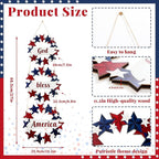 Peryiter 4th/Fourth of July Decoration 27 Inch Patriotic Wreath for Front Door Wooden Red White and Blue Star Sign Memorial Day God Bless America Decor for Porch Wall Outside, Assembly Required