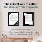 Creative Picture Frames 9 x 12 Magazine Frame with Full-Strength Glass, Holds Up To A 1/4" Thick Media with Installed Hangers for Easy Mounting, 11x14 Black Frame with White Mat