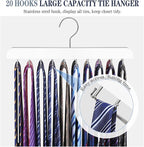 Tie Rack Belt Hanger for Closet Fitnice Upgraded Non Slip Tie Hanger Space Saving with 20 Foldable Hooks Wooden Belt Tie Organizer for Tank Tops Bras Cami Scarves