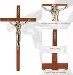 DCCXN Crucifix Wall Cross, Wooden Catholic Hanging Jesus Christ Cross for Wall Decor - 10 Inch