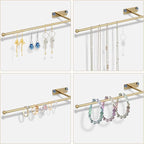 2 Pack Wall Jewelry Organizer, 14.5'' Necklace Holder for Hanging Earring, Ring, Bracelet, Hairband, Glasses Storage, Decorative Space-Saving Jewelry Display-Gold