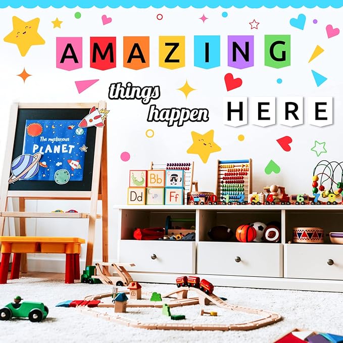 LioNergy Classroom Bulletin Board Decoration Set Welcome Bulletin Board Wall Door Decor for Kindergarten Preschool Elementary Middle School - Amazing Things Happen Here