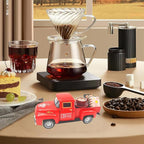 Vintage Mini Metal Pickup Truck with The Coffee Decor and The 4 Books,for Home Farmhouse Kitchen Decor & Coffee Decorations (Coffee-Red)