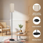 64.6"Floor Lamp, Pole Lamp with Foot Switch, Modern Standing Lamp Shade, Minimalist Freestanding Lamp (Bulb Not Included), for Living Room, Bedroom Office ETL Listed,Black and Yellow Y07LD05
