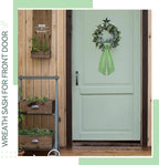 2 Pcs Sage Green Wreath Sash for Front Door Linen Wreath Ribbon Bow for Yard Porch Garland Home Decor