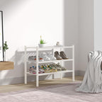 3 Tier Bamboo Shoe Rack for Closet Free Standing Wood Shoe Shelf Storage Organizer for Entryway Small Space Stackable 27"x11"x20" (White)