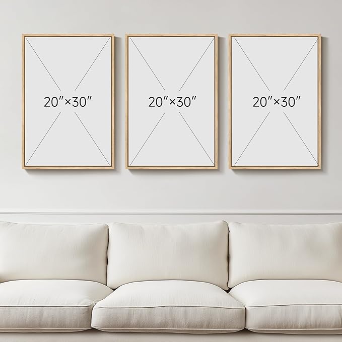 Large Framed Green and Beige Abstract Wall Art Set of 3, Modern Neutral Canvas Prints Paintings Artwork for Walls, Minimalist Abstract Pictures for Living Room Dining Room Bedroom Wall Decor 20x30 In