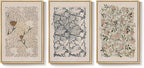 Framed William Morris Canvas Wall Art for Living Room, Set of 3 Large Neutral Floral Botanical Prints, Vintage Rustic Boho Pictures for Bedroom Hallway Office, 16x24 Inch