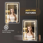LOAAO 28"x34" LED Bathroom Mirror with Lights, Anti-Fog, Dimmable, Backlit + Front Lit, Lighted Bathroom Vanity Mirror for Wall, Memory Function