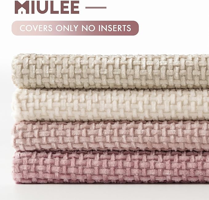 MIULEE Pack of 4 Valentines Couch Throw Pillow Covers 20x20 Inch Neutral Pink Cute Decorative Chenille Pillows Farmhouse Boho Accent Cushion Covers for Coquette Room Spring Decor Sofa Bed Living Room