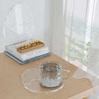 Acrylic Coaster Decorative Plates,Office Desk Accessories, Clear Dinosaur Egg Shape Coffee Cup Decor, Perfect for Tabletop Protection and Display.