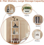 YUFAM 4-Tier Corner Shelf with Sturdy 5-Leg Base, Wooden Corner Bookshelf for Small Spaces, Corner Standing Shelf for Living Room, Bedroom, Office, White