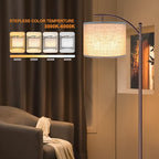 Floor Lamp for Living Room, 4 Color Temperature LED Floor Lamp with Remote Control & Foot Switch, LED Bulb Included, Modern Standing Lamp for Bedroom, Study Room, Office - Oil Rubbed Bronze