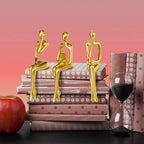 BMLCGJ Thinker Statue Gold Decor Abstract Art Sculpture, Golden Resin Collectible Figurines for Home Living Room Office Shelf Decoration,Great Gifts Ideas (Sitting Posture-Gold)