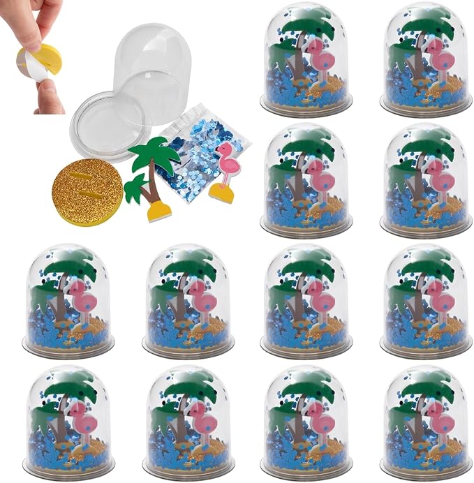 Fun Express Summer Beach Glitter Globe CK-12 - Craft Kits - VBS Vacation Bible School Supplies/Decor - 12 Pieces