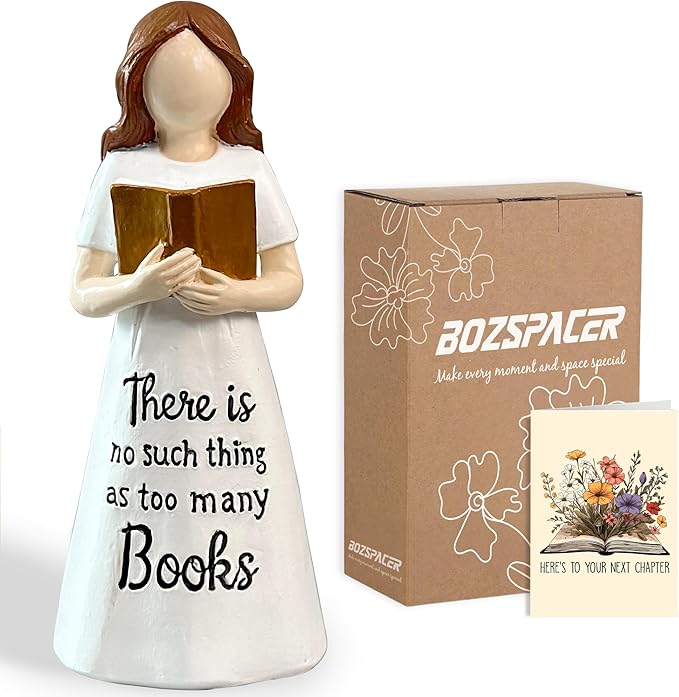 Book Figurine Reading Woman Statue – Reading Resin Figurine for Book Lovers Decor, Bookworm Sculpture, Reading Gifts for Book Lovers Women