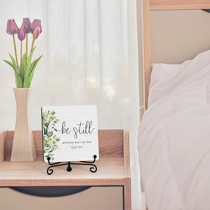 Home Decor, Farmhouse Be Still And Know That I Am God Shelf Decor For Living Room, Christian Gifts For Women Men, Entryway Tv Stand Fireplace Mantle Coffee Table Decoration (Still-10)