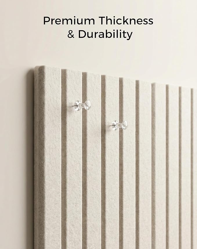 Aothia 12-Pack Felt Bulletin Board Tiles 48"x36", Modular Pin Board for Smooth Walls, Cork Board Alternative for Notes & Photos, 0.35" Thick, 70 Adhesive Tabs & 40 Pins, Oatmeal