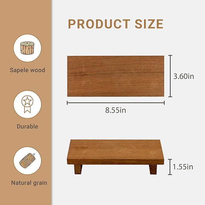 Small Wood Pedestal Stand - Wooden Bathroom Counter Decor - Home Decor Coffee Bar Accessories for Vanity, Counter, Sink