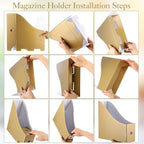 Pasimy 8 Pack Magazine File Holders Cardboard Foldable Magazine Storage Organizer Vintage Gold Kraft File Document Book Storage Boxes for Family School Office Desk Supplies Table Mail Organizer Holder