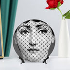 Lina Cavalieri Plate, Wall Decorative Plate, Mysterious Face Plate Wall Hanging Decoration,Including Bracket And Special Spring HooK, (Style-9, 8inch)