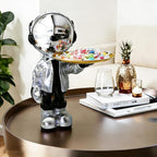 Dosker Astronaut Statues with Candy Dish & Key Dish,Spaceman Sculpture Polyresin Arts Gifts,Figurine Ornament Room Decor for Men,Tabletop Decoration for Living Room, Office, Entryway(Silver)