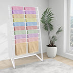 Scarf Organizer, Metal Hijab Organizer, 10 Tier Scarf Holder Hanger for Multiple Scarves, Freestanding Hijab Stand Belt Pants Hanging Rack for Home, Commercial, Clothing Store (White, 80cm)