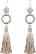 2 Pack 12 Inch Key Tassel with 4 Inch Cord Loop, Handmade Terylene Tassel with Wooden Ring, DIY Decorative Craft Tassels