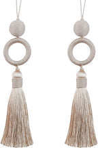 2 Pack 12 Inch Key Tassel with 4 Inch Cord Loop, Handmade Terylene Tassel with Wooden Ring, DIY Decorative Craft Tassels
