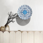 Turkish Decorative Plate Holder, 6 Inch, Blue Flowers Round Display Plate, Hanging Decorative Plate with Display Stand, for Wall Hanging Living Room Bathroom Decor Gift