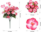 Hibiscus Artificial Flowers Plants for Outdoors Summer Decoration, 6 Bundles Fake Silk Hibiscus Bouquet Realistic UV Resistant Tropical Flowers Artificial for Outside Planter Front Door Porch Patio
