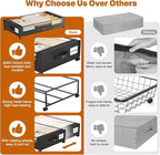 Under Bed Storage with Wheels,Under Bed Storage Containers with Clear Lids, Under-Bed Organizers for Clothes, Shoes – Durable Storage Bins with Smooth Rolling Wheels (Black, 4 Pack)