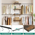 YITAHOME Wall-Mounted Closet System with Expandable Rod and Thickened Shelves – Adjustable Clothing Rack for Bedroom, Laundry Room and Cloakroom, Suitable for 2-8 Feets Space