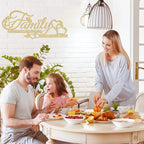 Family Metal Word Sign Wall Art Decor, Where Life Begins Love Never Ends Heart Butterflies Wall Hanging Sculpture, Golden Iron Letters Quotes Home Decor for Living Room Kitchen (Golden)