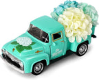 Huray Rayho Hydrangeas Metal Truck Decor,with Artificial Hydrangeas Vibrant Pattern,Spring Table Centerpiece Decoration Tiered Tray for Home Kitchen,Gifts Packaging for Women Mother's Day
