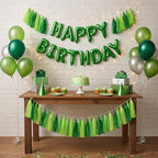 Green Party Decorations,15 Pcs Green Paper Tissue Tassel Garland Banner for Baby Shower Forest St. Patrick's Day Party Decoration,15 Pcs