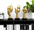 3 Pcs Thinker Statue,Modern Home Resin Sculptures,Collectible Figurines for Home Office Bookshelf Desktop Decor(Golden)