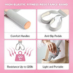 Fitness Resistance Band with Handles & Non-Slip Pedal, 150lb Fabric Exercise Bands, Yoga Starter Sets Sit Up Pull Rope for Full Body Strength Training, Stretch Band Workout Equipment