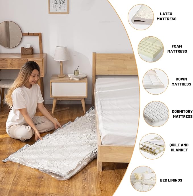 2 PCS Mattress Vacuum Bag, 86.7x39.4 inches Space Saver vacuum Storage Bags,Oversized Vacuum bags, MattressBag Vacuum Sealer Bag for Memory Foam Mattress Moving Shipping Storage