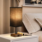 Touch Bedside Table Lamp for Nightstand - 3-Way Dimmable Night Lamp with USB A + Type C Charging Ports and Two AC Outlets, Small Desk Light with E26 LED Bulb for Bedroom Living Room Dorm Office,Black